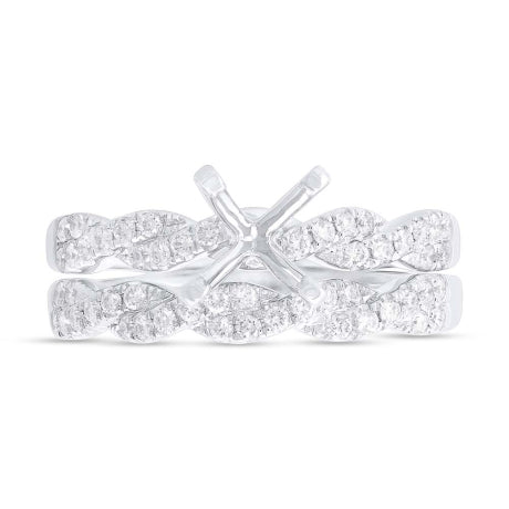 0.45ct 14k White Gold Diamond Semi-mount Ring 2-pc for 1.00ct Center
