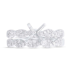 0.45ct 14k White Gold Diamond Semi-mount Ring 2-pc for 1.00ct Center