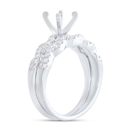 0.45ct 14k White Gold Diamond Semi-mount Ring 2-pc for 1.00ct Center
