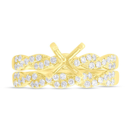 0.45ct 14k Yellow Gold Diamond Semi-mount Ring 2-pc for 1.00ct Center
