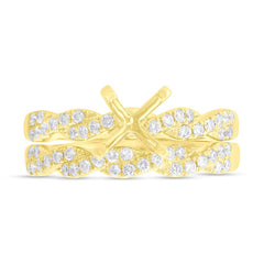 0.45ct 14k Yellow Gold Diamond Semi-mount Ring 2-pc for 1.00ct Center