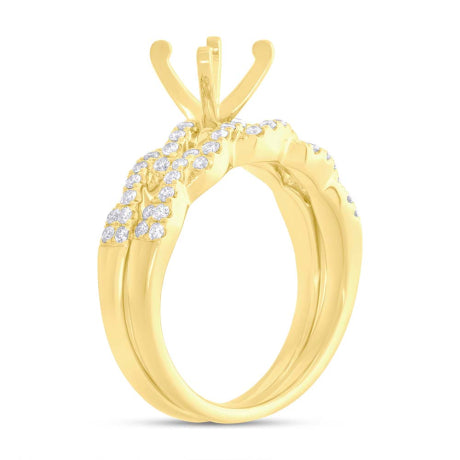 0.45ct 14k Yellow Gold Diamond Semi-mount Ring 2-pc for 1.00ct Center