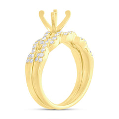 0.45ct 14k Yellow Gold Diamond Semi-mount Ring 2-pc for 1.00ct Center
