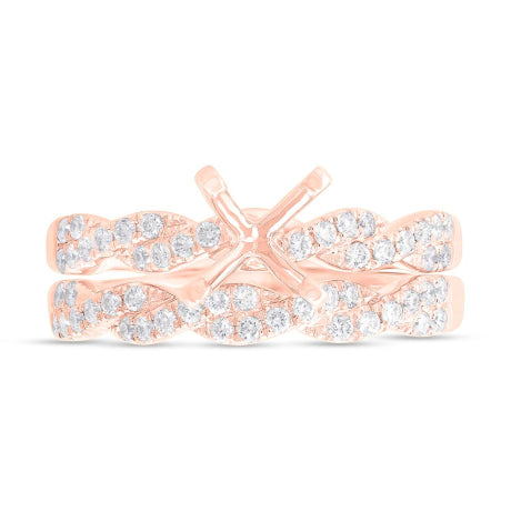 0.45ct 14k Rose Gold Diamond Semi-mount Ring 2-pc for 1.00ct Center