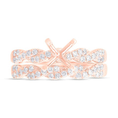 0.45ct 14k Rose Gold Diamond Semi-mount Ring 2-pc for 1.00ct Center