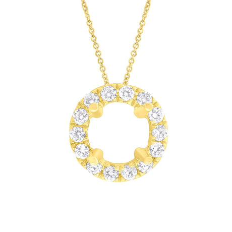 0.21ct 14k Yellow Gold Diamond Semi-mount Pendant for 0.75ct Center