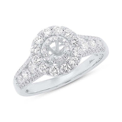 1.02ct 14k White Gold Diamond Semi-mount Ring for 0.20ct Center