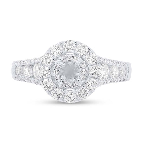1.02ct 14k White Gold Diamond Semi-mount Ring for 0.20ct Center