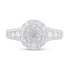 1.02ct 14k White Gold Diamond Semi-mount Ring for 0.20ct Center