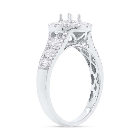 1.02ct 14k White Gold Diamond Semi-mount Ring for 0.20ct Center