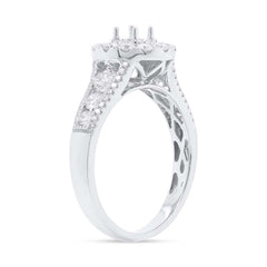 1.02ct 14k White Gold Diamond Semi-mount Ring for 0.20ct Center