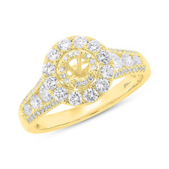 1.02ct 14k Yellow Gold Diamond Semi-mount Ring for 0.20ct Center