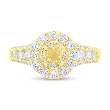 1.02ct 14k Yellow Gold Diamond Semi-mount Ring for 0.20ct Center
