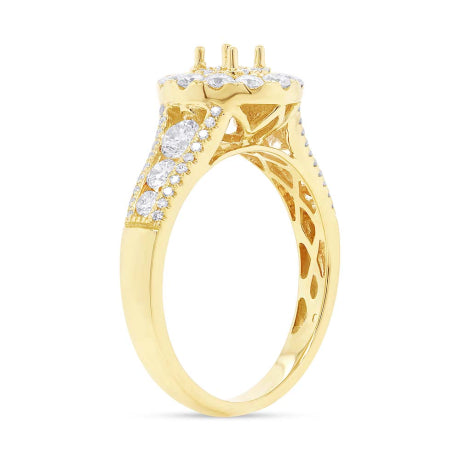 1.02ct 14k Yellow Gold Diamond Semi-mount Ring for 0.20ct Center