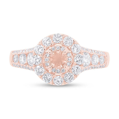 1.02ct 14k Rose Gold Diamond Semi-mount Ring for 0.20ct Center