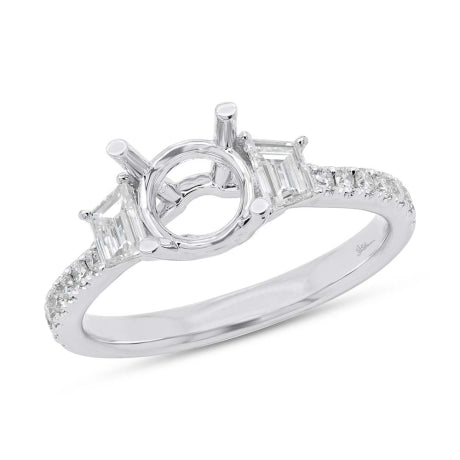 0.62ct 14k White Gold Diamond Semi-mount Ring for 1.25ct Center