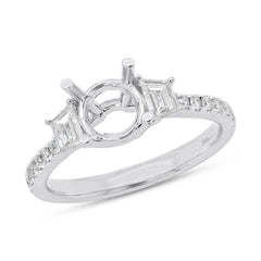 0.62ct 14k White Gold Diamond Semi-mount Ring for 1.25ct Center