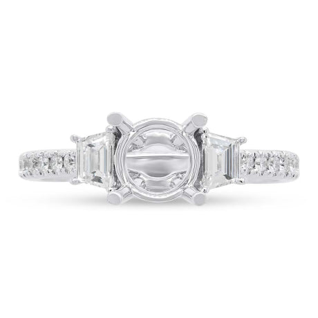 0.62ct 14k White Gold Diamond Semi-mount Ring for 1.25ct Center