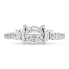 0.62ct 14k White Gold Diamond Semi-mount Ring for 1.25ct Center