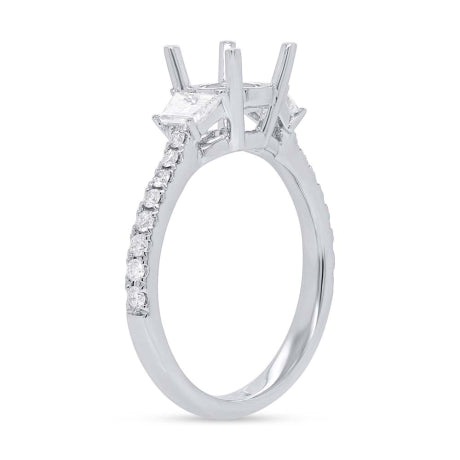 0.62ct 14k White Gold Diamond Semi-mount Ring for 1.25ct Center
