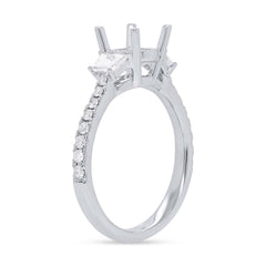 0.62ct 14k White Gold Diamond Semi-mount Ring for 1.25ct Center