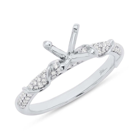 0.34ct 14k White Gold Diamond Semi-mount Ring for 1.00ct Center