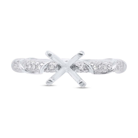 0.34ct 14k White Gold Diamond Semi-mount Ring for 1.00ct Center