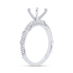 0.34ct 14k White Gold Diamond Semi-mount Ring for 1.00ct Center
