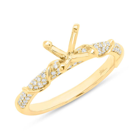 0.34ct 14k Yellow Gold Diamond Semi-mount Ring for 1.00ct Center