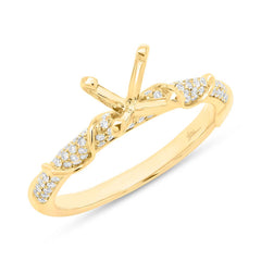 0.34ct 14k Yellow Gold Diamond Semi-mount Ring for 1.00ct Center