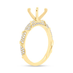 0.34ct 14k Yellow Gold Diamond Semi-mount Ring for 1.00ct Center