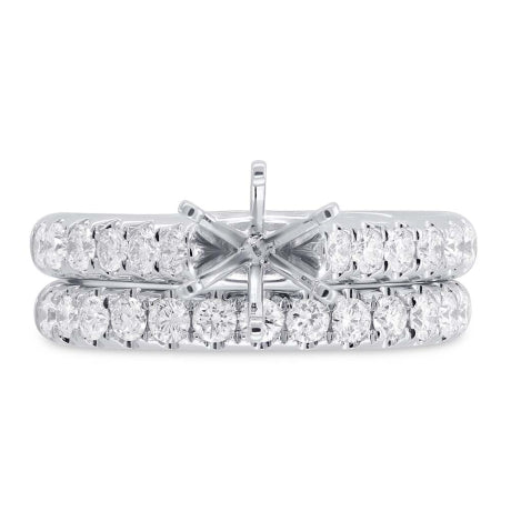1.00ct 14k White Gold Diamond Semi-mount Ring 2-pc For 1.00ct Center