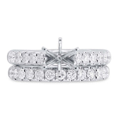 1.00ct 14k White Gold Diamond Semi-mount Ring 2-pc For 1.00ct Center