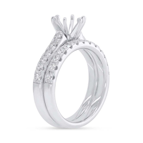 1.00ct 14k White Gold Diamond Semi-mount Ring 2-pc For 1.00ct Center