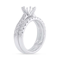 1.00ct 14k White Gold Diamond Semi-mount Ring 2-pc For 1.00ct Center
