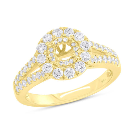 0.82ct 14k Yellow Gold Diamond Semi-mount Ring For 0.25ct Center