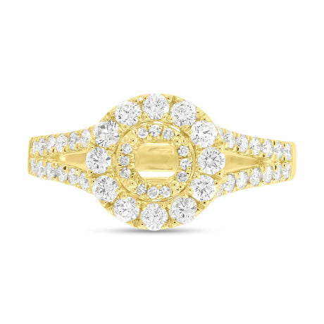 0.82ct 14k Yellow Gold Diamond Semi-mount Ring For 0.25ct Center