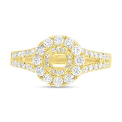 0.82ct 14k Yellow Gold Diamond Semi-mount Ring For 0.25ct Center