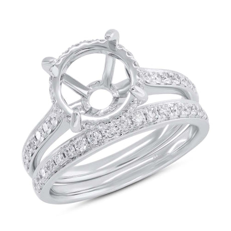 0.64ct 14k White Gold Diamond Semi-mount Ring For 3.75ct Center 2-pc