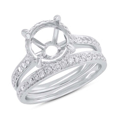 0.64ct 14k White Gold Diamond Semi-mount Ring For 3.75ct Center 2-pc