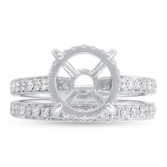 0.64ct 14k White Gold Diamond Semi-mount Ring For 3.75ct Center 2-pc