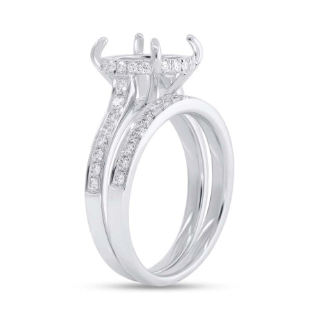 0.64ct 14k White Gold Diamond Semi-mount Ring For 3.75ct Center 2-pc