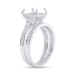 0.64ct 14k White Gold Diamond Semi-mount Ring For 3.75ct Center 2-pc