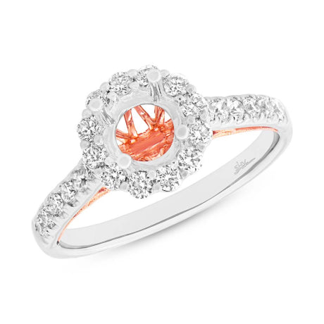 0.58ct 18k Two-tone Rose Gold Diamond Semi-mount Ring for 0.75ct Center Size 4.5