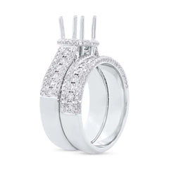 1.37ct 14k White Gold Diamond Semi-mount Ring 2-pc for 1.00ct Center