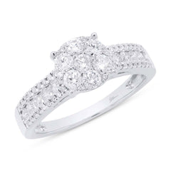 0.80ct 14k White Gold Diamond Cluster Engagement Ring