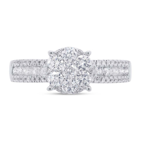 0.80ct 14k White Gold Diamond Cluster Engagement Ring