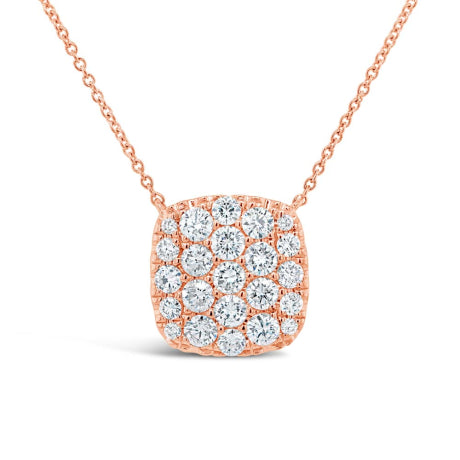 1.09ct 14k Rose Gold Diamond Pave Necklace