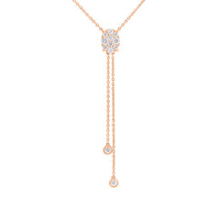 0.50ct 14k Rose Gold Diamond Cluster Oval Lariat Necklace