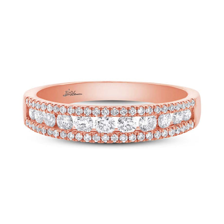 0.65ct 14k Rose Gold Diamond Lady's Band Size 6.5